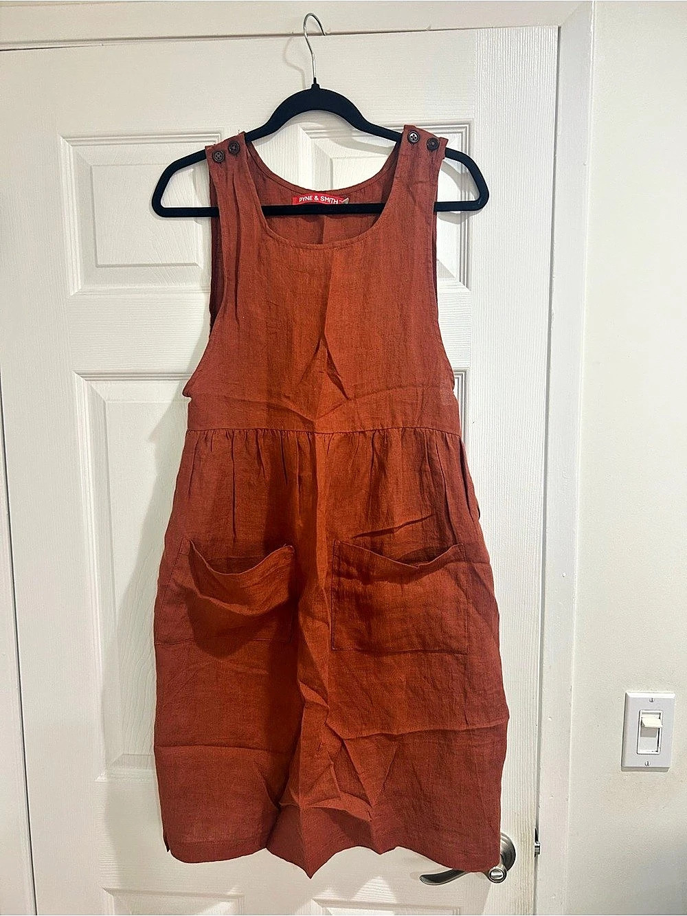 Pyne & Smith Model No. 32 Pinafore Maxi Dress Rust Orange - Extra Small